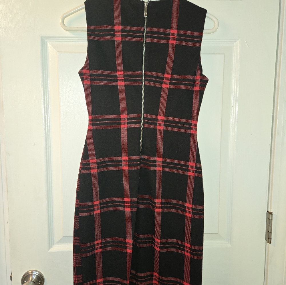 Tommy Hilfiger Black and Red Plaid Sheath Dress - Picture 2 of 5